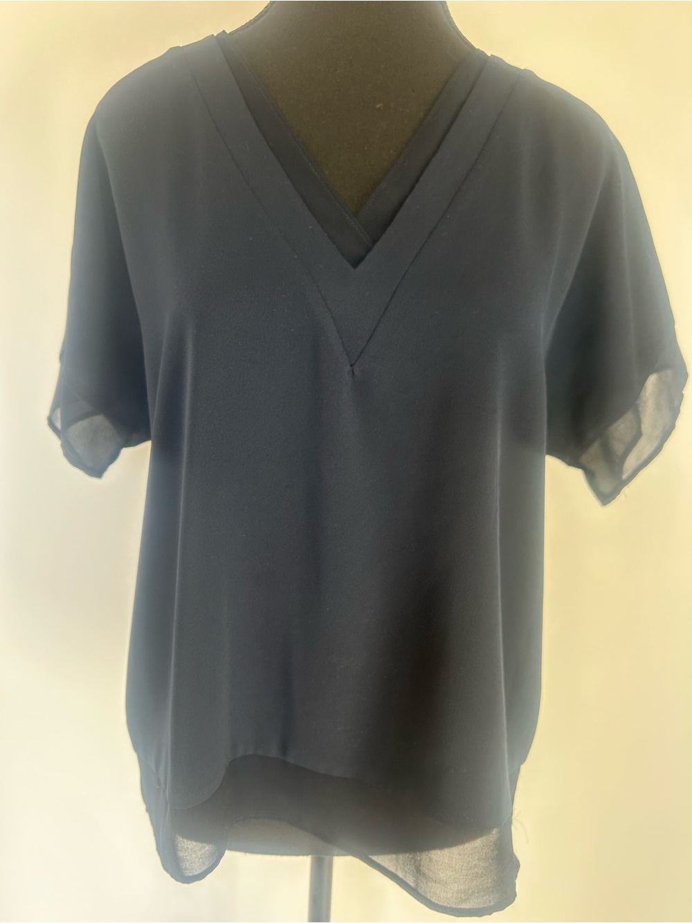 DKNY Navy V-Neck Short Sleeve Blouse